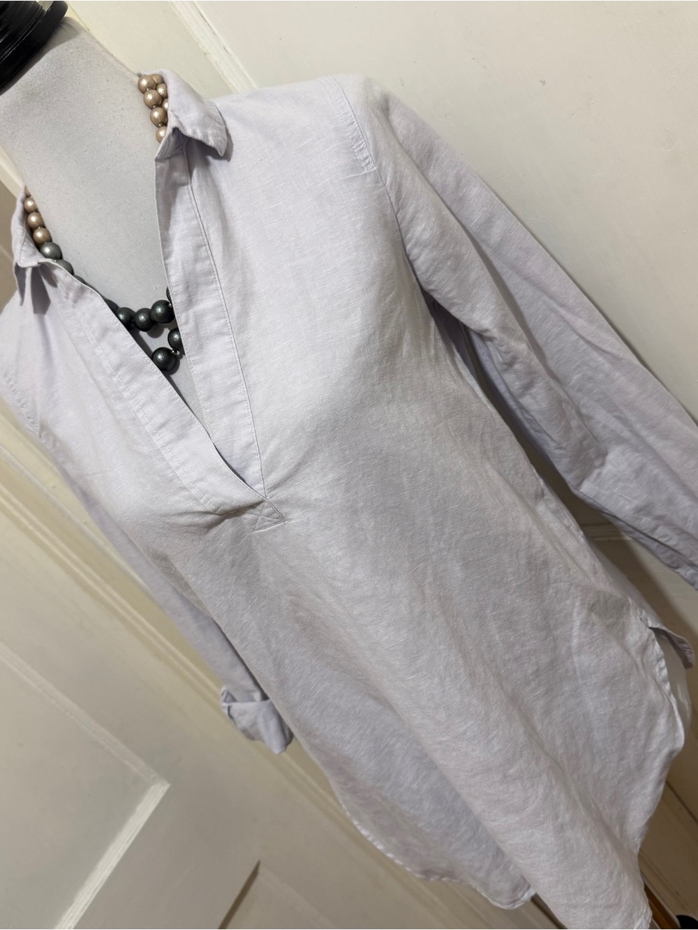 Vintage J. Crew Linen White Lightweight Pullover Shirt